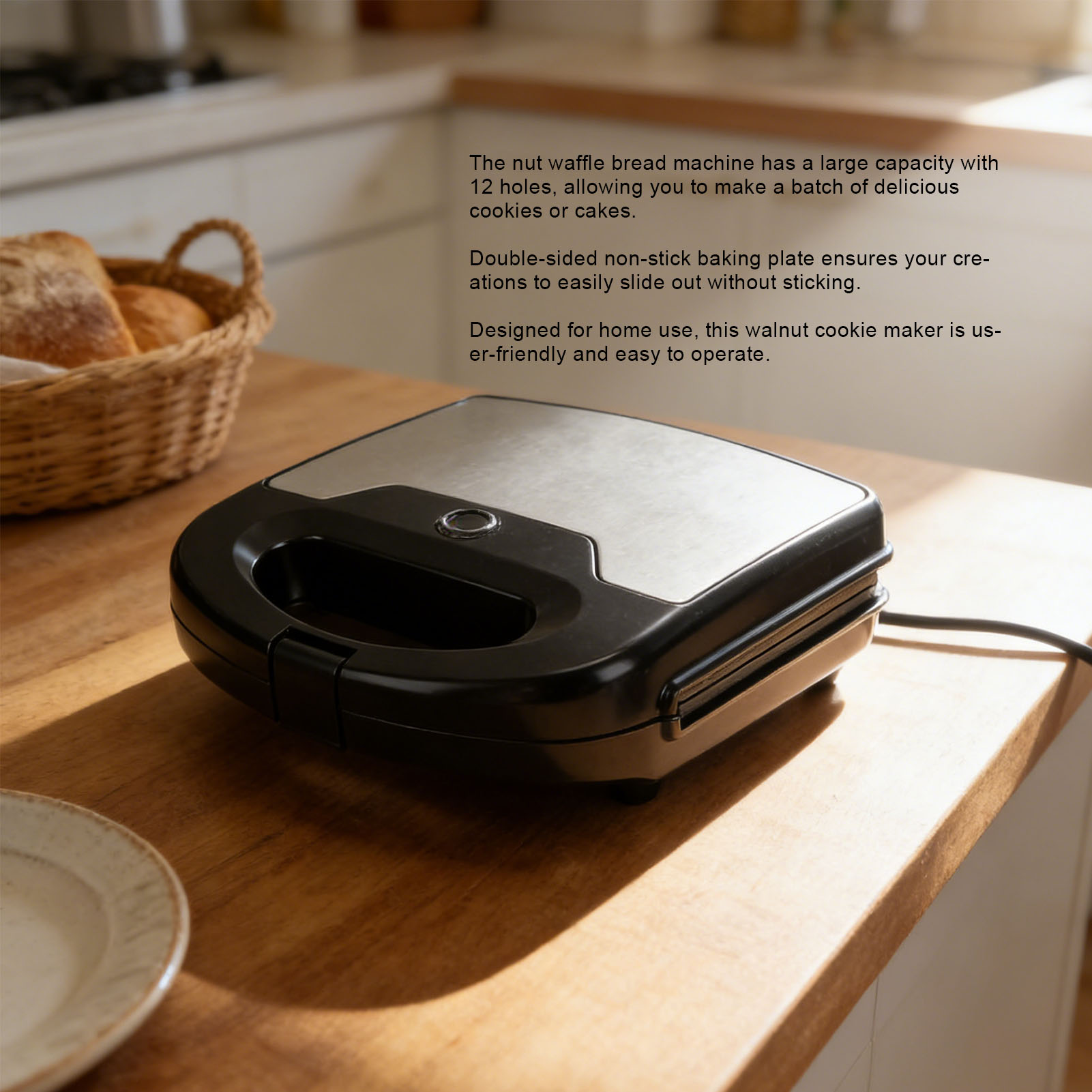 12 Walnut Cookie Maker Non Sti - огляд і ціна Mini Waffle Maker Machine