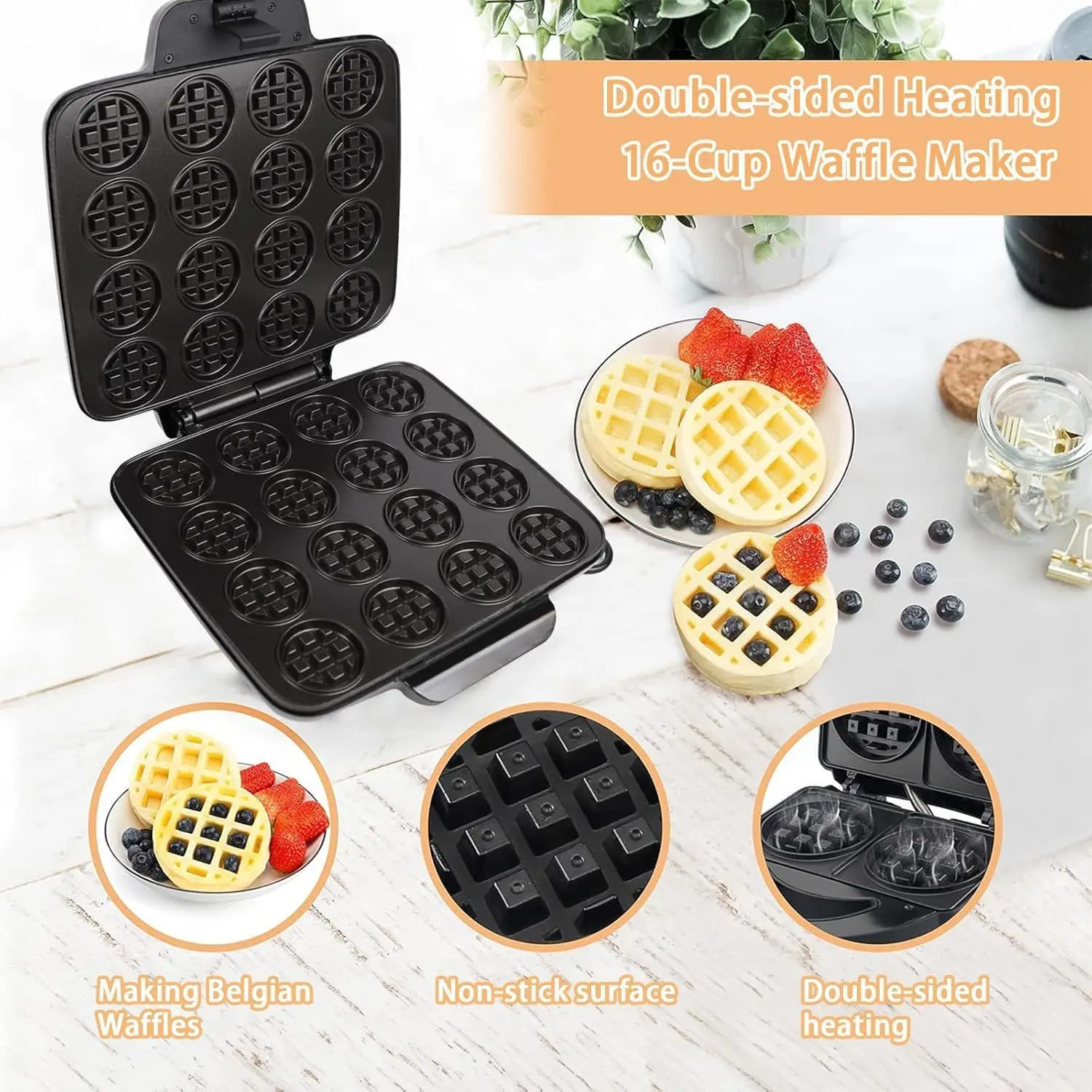 16-Hole Waffle Maker, Quick He - огляд і ціна Mini Waffle Maker Machine