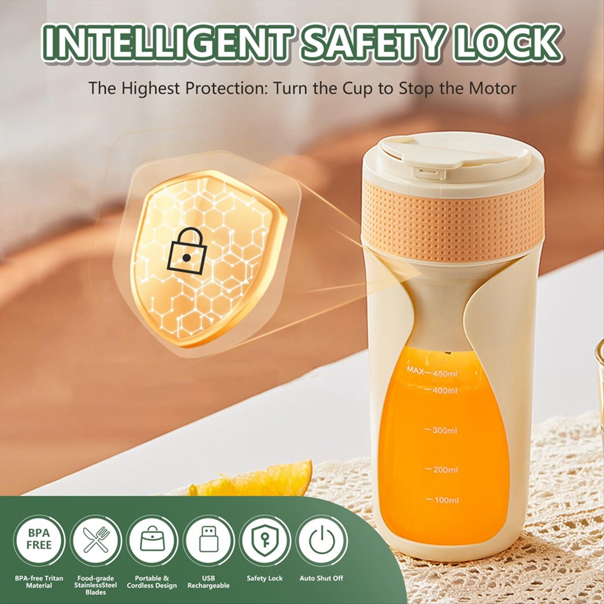Portable Blender Cup 450ml Mul - огляд і ціна Portable Blender Usb Rechargeable